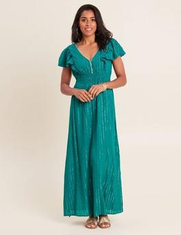 Robe longue droite fluide vert canard femme offre à 48,99€ sur Bréal