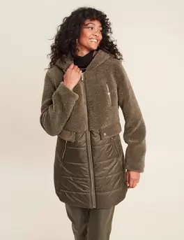 Manteau mi-long à capuche vert kaki femme offre à 139,99€ sur Bréal