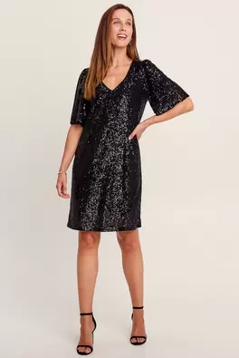 Robe évasée sequins noir femme offre à 34,99€ sur Bréal