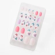 Faux ongles vegan autocollants stiletto imprimé cœur pastel - Lot de 24 offre à 5€ sur Claire's