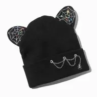 Bonnet en maille tricotée noire oreilles de chat toile d'araignée offre à 7€ sur Claire's