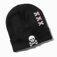 Bonnet tricoté noir crâne à dentelle rose offre à 7€ sur Claire's