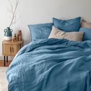 Housse de couette lin et coton lavé Songe bleu baltique - Élégance et confort pour votre chambre