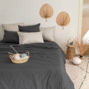 Housse de couette percale de coton Neo anthracite