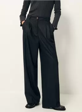 Pantalon droit en laine mélangée rayé emilio | Noir offre à 195€ sur Printemps