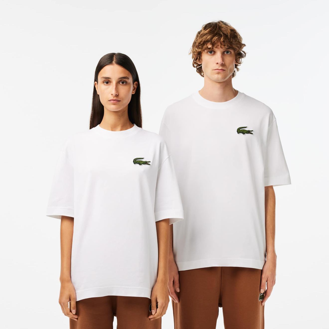 T-shirt unisexe loose fit avec grand crocodile coton épais offre à 80€ sur Lacoste