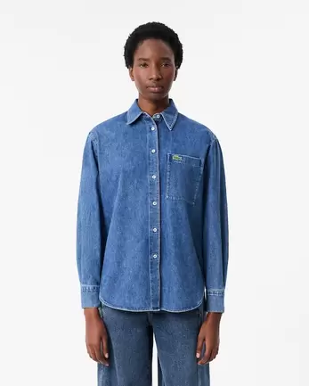 Chemise oversize denim poche poitrine offre à 140€ sur Lacoste