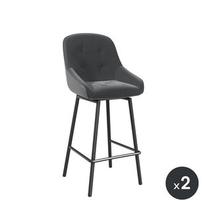 Chaise de comptoir pivotante San Francisco en tissu gris anthracite et pieds métal noir h.65 cm - lot de 2 offre à 660€ sur Cuisines Schmidt