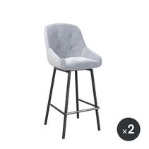 Chaise de comptoir pivotante San Francisco en tissu gris et pieds métal noir h.65 cm - lot de 2 offre à 660€ sur Cuisines Schmidt