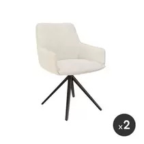 Chaise pivotante Amsterdam en tissu blanc cassé et pieds métal noir - lot de 2 offre à 739€ sur Cuisines Schmidt