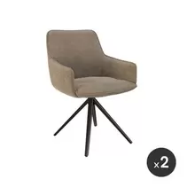 Chaise pivotante Amsterdam en tissu beige et pieds métal noir - lot de 2 offre à 729€ sur Cuisines Schmidt