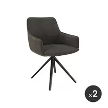 Chaise pivotante Amsterdam en tissu gris anthracite et pieds métal noir - lot de 2 offre à 729€ sur Cuisines Schmidt