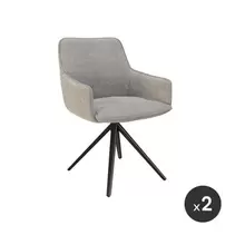 Chaise pivotante Amsterdam en tissu gris clair et pieds métal noir - lot de 2 offre à 739€ sur Cuisines Schmidt