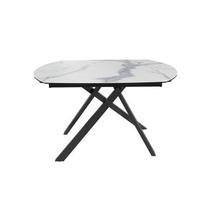 Table à manger extensible Stromboli en céramique et piètement acier noir 120-180 cm - finition Marbre Mat offre à 2399€ sur Cuisines Schmidt