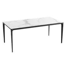 Table à manger Valencia en céramique et piètement acier noir l.240 cm - finition Marbre Mat offre à 2099€ sur Cuisines Schmidt