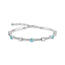 Bracelet jonc maille corde avec pierres turquoises et blanches plaqu&eacute; or de la collection  dans la boutique en ligne de THOMAS SABO offre à 349€ sur Thomas Sabo