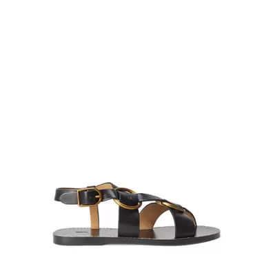 Sandales en cuir à double anneau en O offre à 329€ sur Ralph Lauren