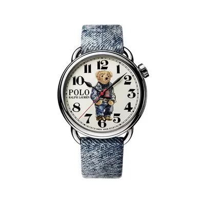 Montre Denim Flag Bear 42MM en acier cadran blanc offre à 2100€ sur Ralph Lauren