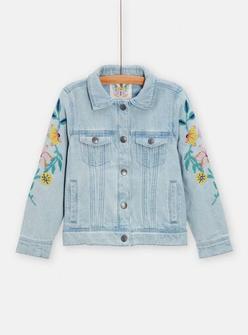 Veste en jean clair avec broderies fleuries pour fille offre à 20,99€ sur DPAM