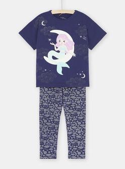 Pyjama bleu phosphorescent à motif sirène sur la Lune fille offre à 8,99€ sur DPAM