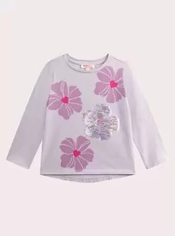 T-shirt lilas imprimé fleuri pour fille offre à 5,59€ sur DPAM