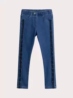 Jegging en denim bleu avec bandes en lurex pour fille offre à 12,59€ sur DPAM