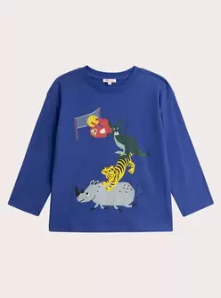 T-shirt bleu éléctrique animation animaux pour garçon offre à 9,99€ sur DPAM