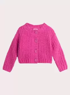 Cardigan rose fuchsia en maille plume pour fille offre à 19,99€ sur DPAM