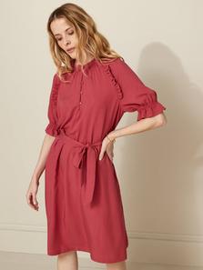 Robe courte volantée femme en viscose dobby offre à 109€ sur Cyrillus