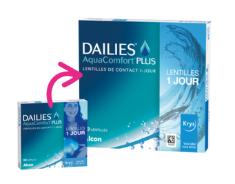 Lentilles de contact Dailies AquaComfort Plus x Krys Boîte de 90                                    Alcon offre à 46,9€ sur Krys
