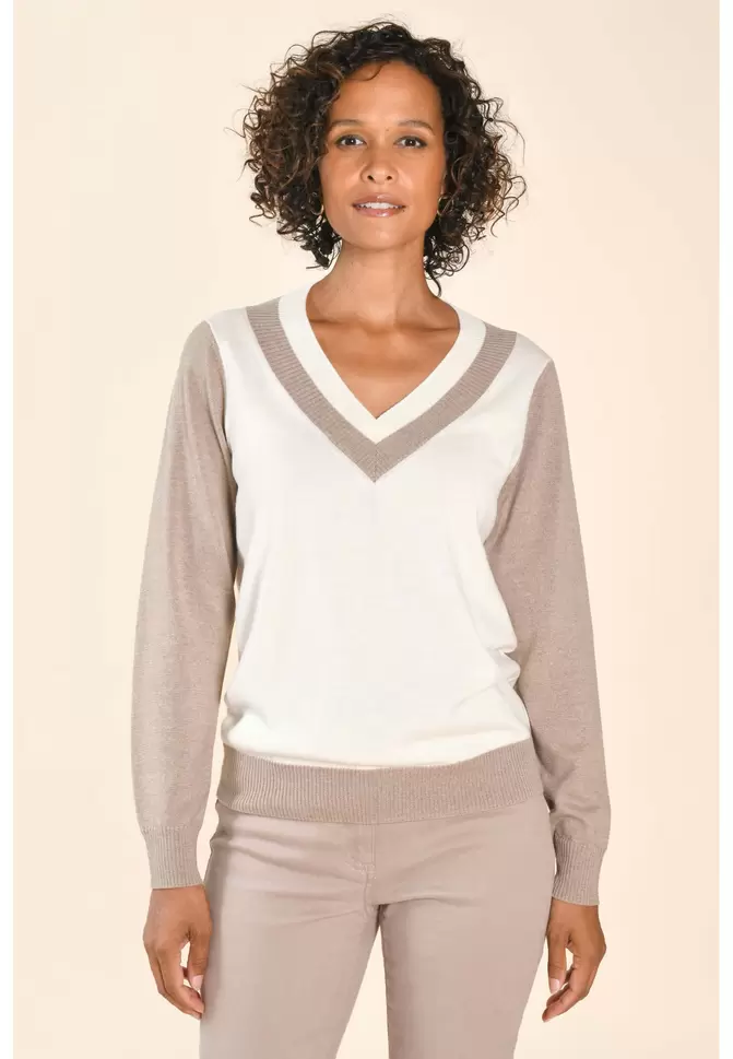 FICUS - PULL 100% LAINE - ECRU/TAUPE offre à 129€ sur Un Jour Ailleurs