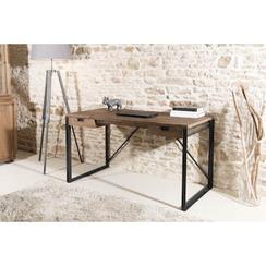 Bureau en Teck recyclé et métal noir 2 tiroirs 140x70x78cm SWING offre à 854,1€ sur Pier Import