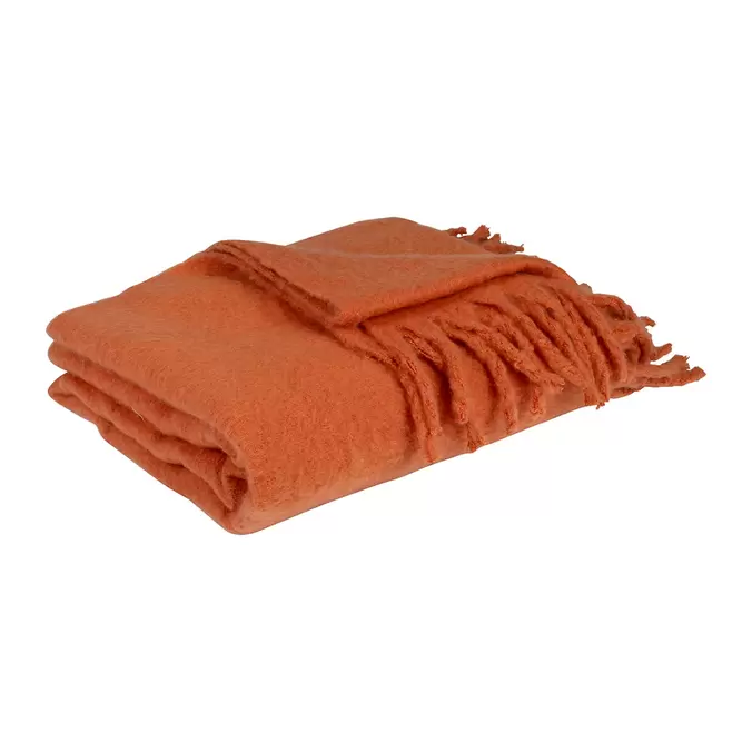 Plaid avec franges en tissu terracotta 170x130cm - Klosen offre à 39,9€ sur Geneviève Lethu