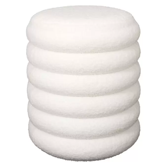 Pouf coffre tissu bouclette blanc - Freya offre à 64,9€ sur Geneviève Lethu