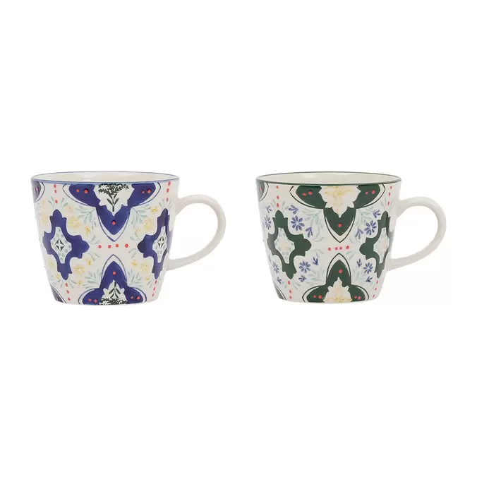 Lot de 2 tasses en grès vert et bleu 35cl - Azulejo offre à 13,9€ sur Geneviève Lethu