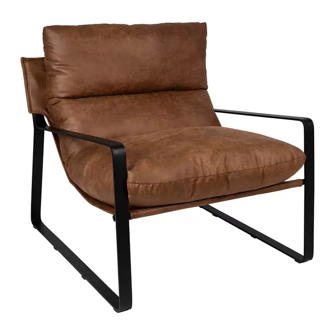 Fauteuil en simili-cuir brun et fer noir - Torsten offre à 269€ sur Geneviève Lethu