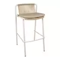 Chaise de bar d'extérieur avec coussin en tissu beige et blanc h97cm - Ajay offre à 179€ sur Geneviève Lethu