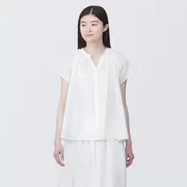 Blouse en voile de coton à mancherons femme offre à 20€ sur Muji