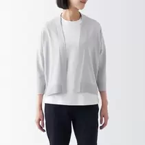 Cardigan en coton High Twist sans bouton manches 3/4 femme offre à 10€ sur Muji