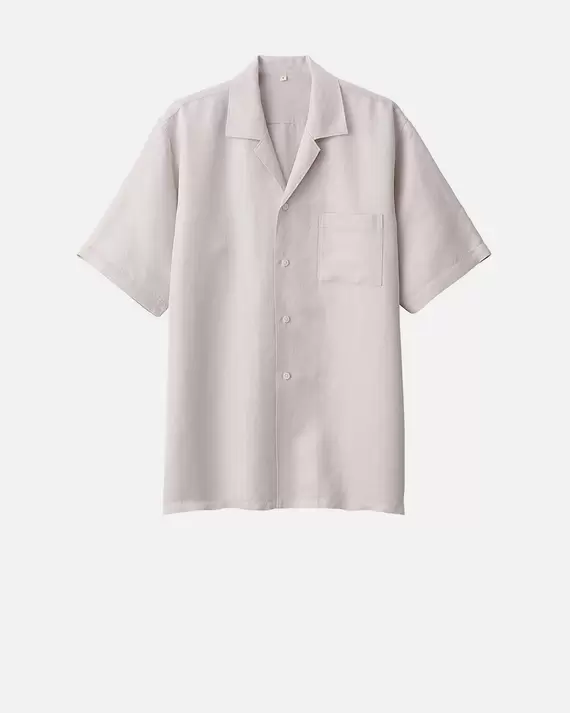 Chemise à manches courtes et col cubain en lin et soie pour homme offre à 119€ sur Muji
