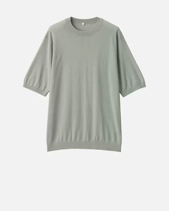 Pull à manches courtes en coton à mailles fines pour homme offre à 59,95€ sur Muji