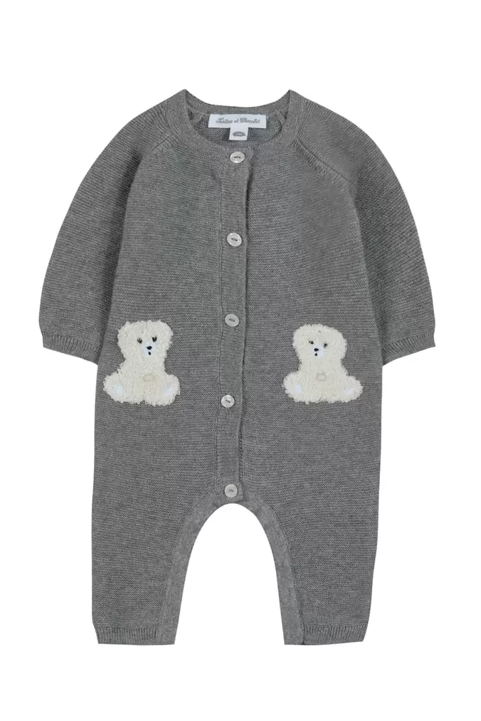 Combinaison longue Gris broderie ours offre à 105€ sur Tartine et chocolat