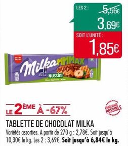 TABLETTE DE CHOCOLAT MILKA 