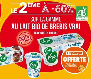 SUR LA GAMME AU LAIT BIO DE BREBIS VRAI 