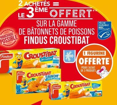 SUR LA GAMME DE BATONNETS DE POISSONS FINDUS CROUSTIBAT 