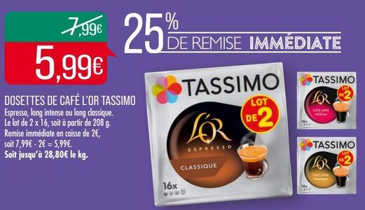 DOSETTES DE CAFÉ L'OR TASSIMO 