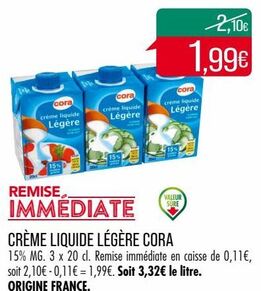 CREME LIQUIDE LÉGÈRE CORA 