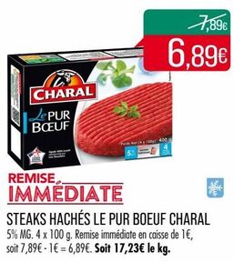 STEACKS HACHÉS LE PUR PUR BOEUF CHARAL 