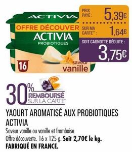 yaourt aromatisé aux probiotiques 