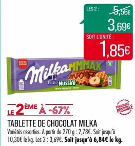 tablette de chocolat milka 